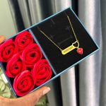 FEMALE ENGRAVED CHAIN  DOUBLE LOVE DROP