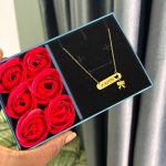 FEMALE ENGRAVED CHAIN  BOW DROP