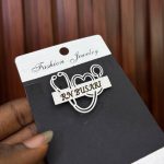 SILVER STETHOSCOPE ENGRAVED BROOCH