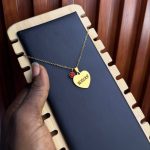 ENGRAVED FEMALE LOVE CHAIN RED DROP
