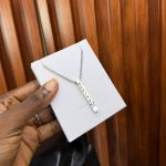 SILVER UNISEX ENGRAVED CHAIN STONED BAR